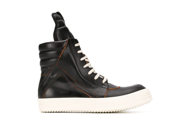 Rick Owens Modernizes Classical High Top Models sneakers black orange gray green beige sand info prices images farfetch babel geobasket calf leather footwear grunge goth footwear sneakers high-top 