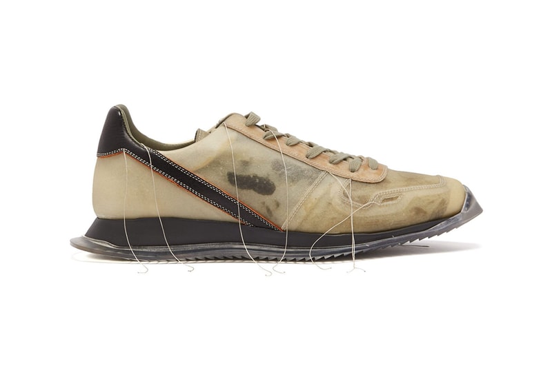Rick Owens Distressed Stitch Low-Top Trainers leather made in italy ss19 spring/summer 2019 rubbed-coated khaki 