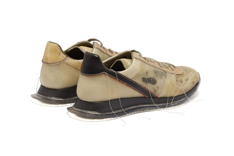 Rick Owens Distressed Stitch Low-Top Trainers leather made in italy ss19 spring/summer 2019 rubbed-coated khaki 