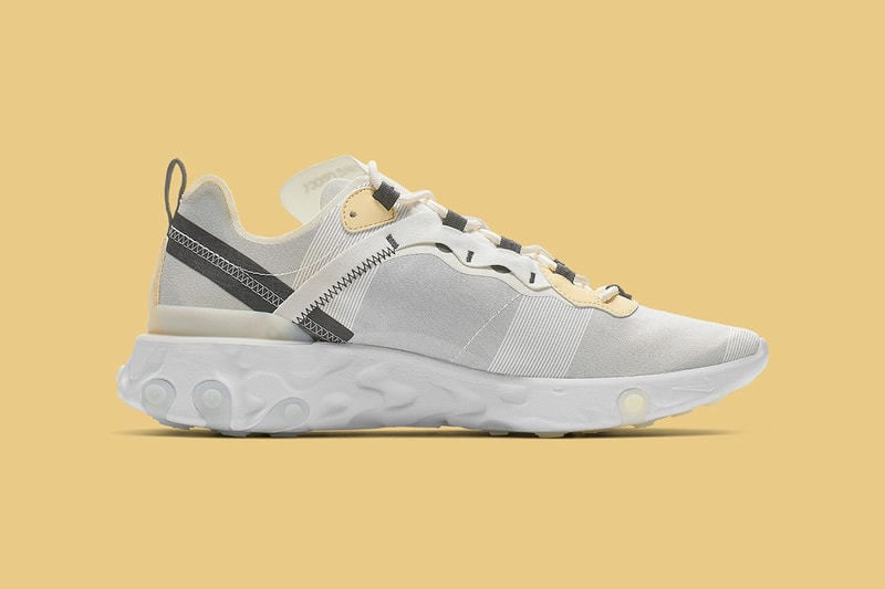 Nike Element React 55 Yellow Swoosh Release Info BQ6166-101 pale gray white sportswear shoe sneaker drop date pricing info