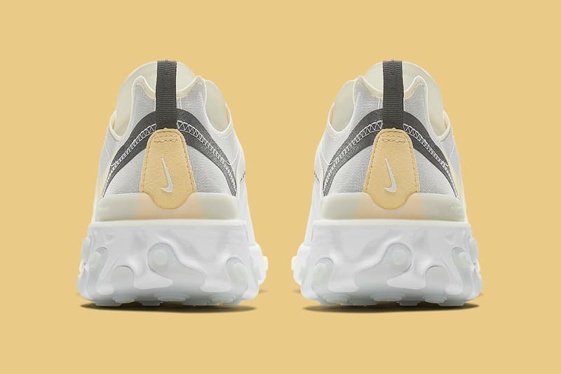 Nike Element React 55 Yellow Swoosh Release Info BQ6166-101 pale gray white sportswear shoe sneaker drop date pricing info