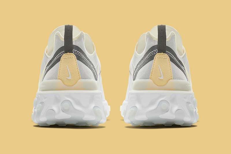 Nike Element React 55 Yellow Swoosh Release Info BQ6166-101 pale gray white sportswear shoe sneaker drop date pricing info