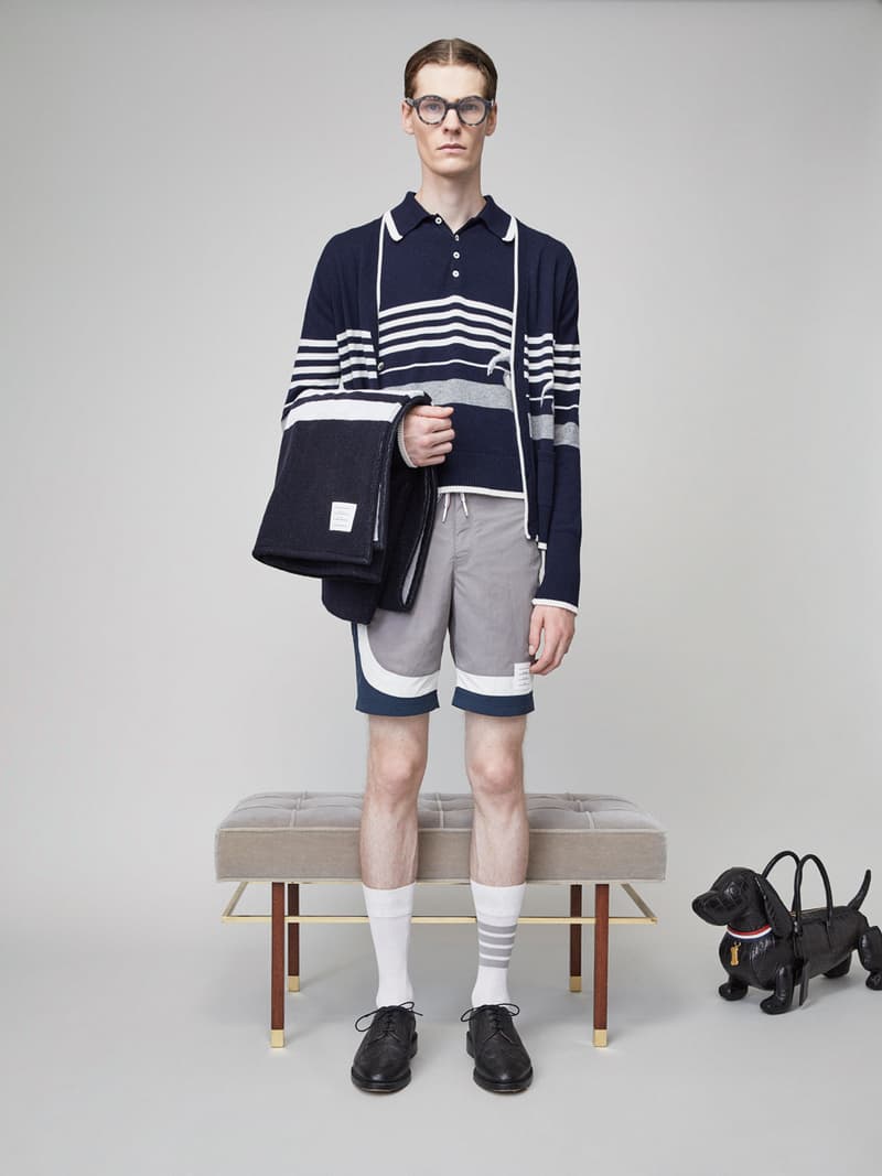 Thom Browne Spring 2019 Lookbook Collection Video Stripes Suits Navy Black White Shirts