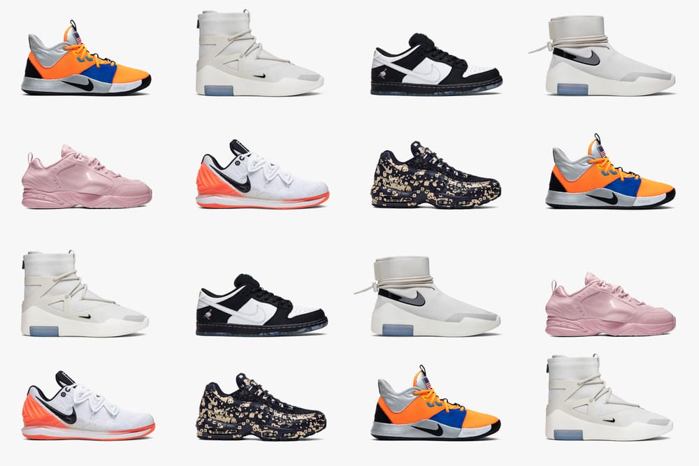 Top Nike Collaborations of 2019 on GOAT pink light bone red orange green kyrie swoosh jerry lorenzo martine rose fear of god shoot around sb pg 3 nikecourt zome vapor air max 95 goat 