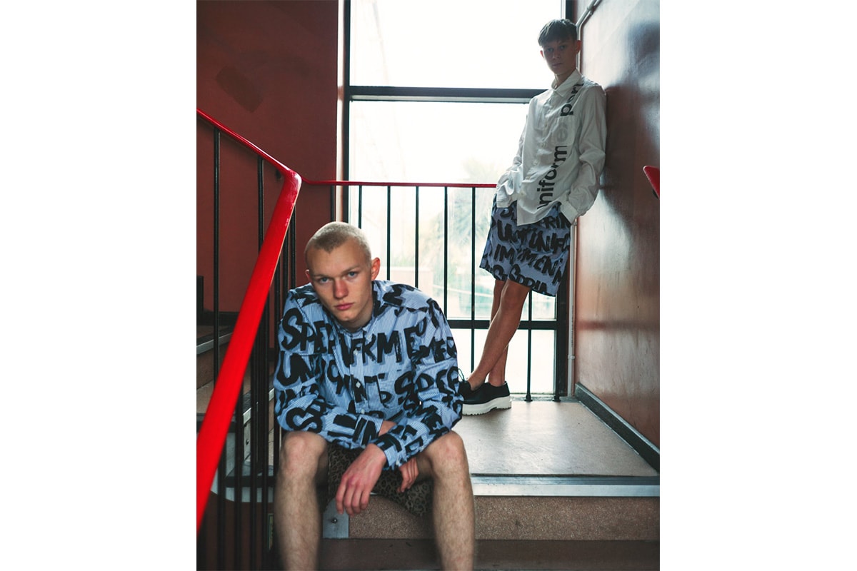 uniform experiment Spring/Summer 2019 Lookbook collection Japanese streetwear bomber suit graphic crewneck t-shirt tee trousers shorts