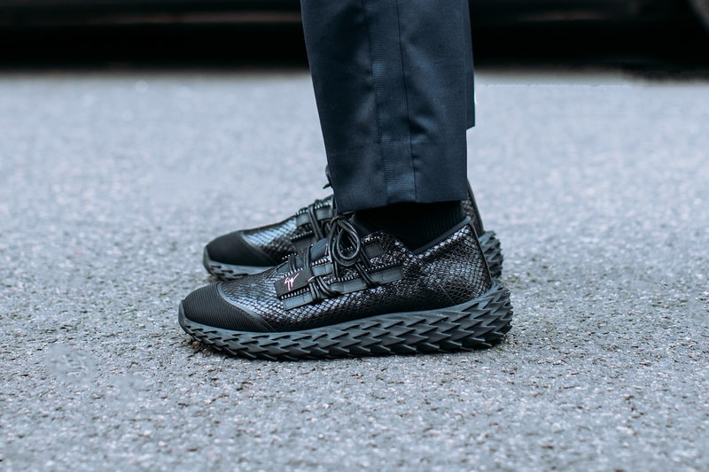 Giuseppe Zanotti Urchin Sneaker Snakeskin Black and White 2019