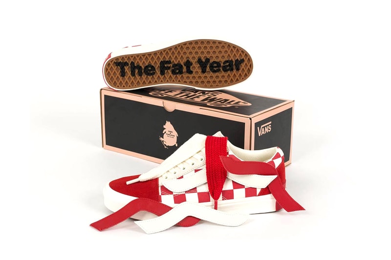 Purlicue x Vans "Year of the Pig" Era & Old Skool Red White Checkerboard Pig Big Branding Tags Laces