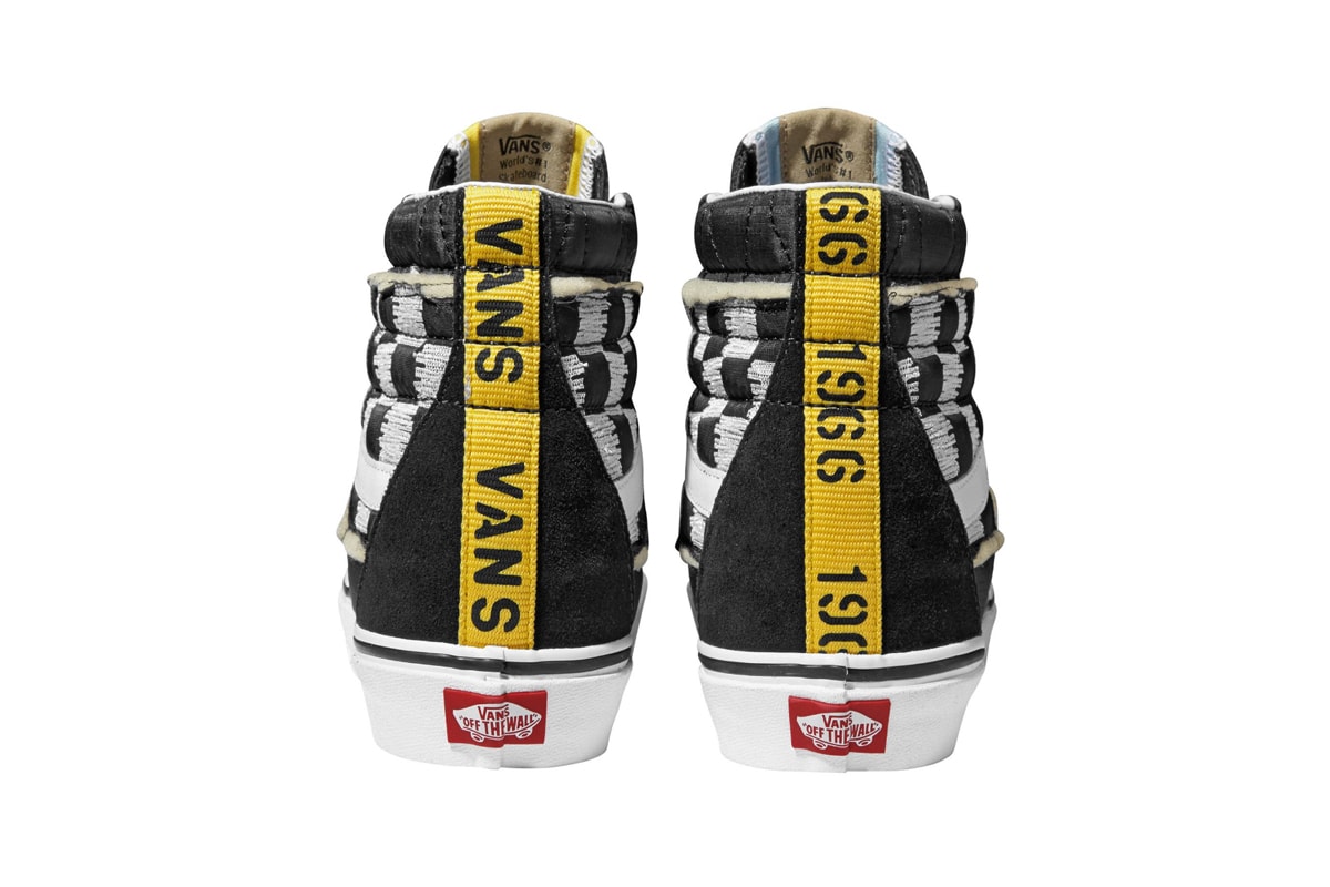 Vans SK8-Hi Mixed Quilting Release Info Date Black True White Yellow Blue Checkerboard exposed padding stitching nylon banding