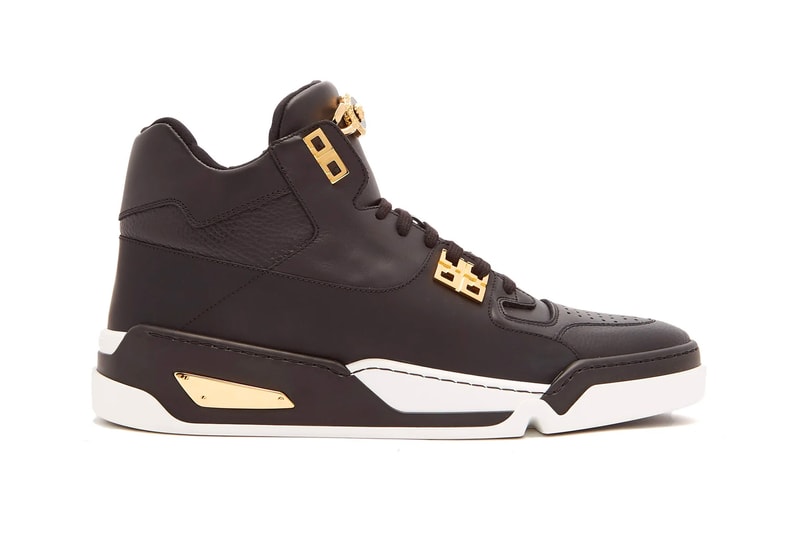 Versace Medusa Embellished High Top Sneaker Release White Blue Black Gold matchesfashion.com Head Info