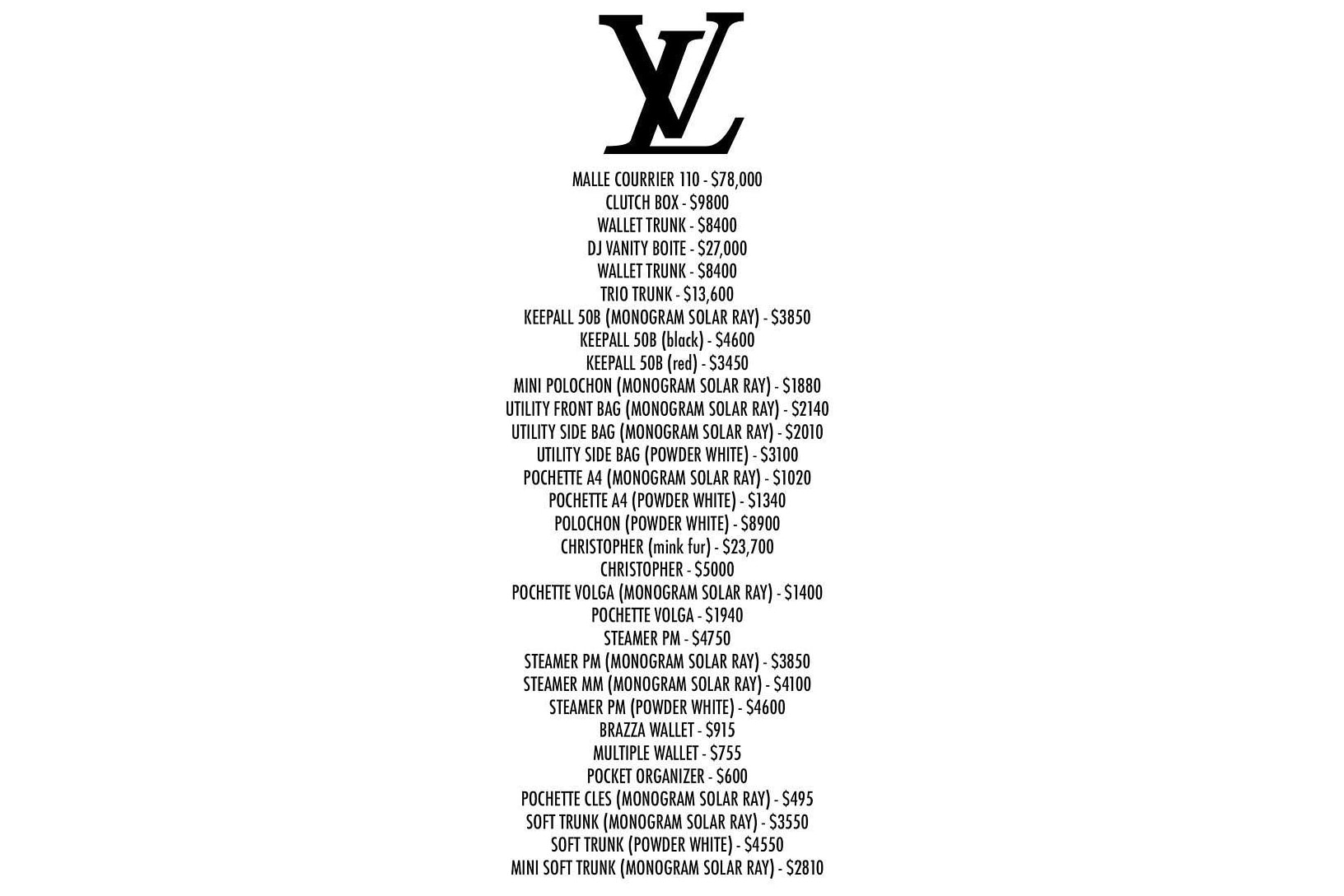 Here's a Price List of Virgil Abloh's Louis Vuitton Spring Summer