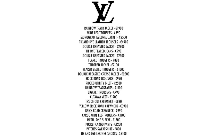 Virgil Abloh Louis Vuitton Spring Summer 2019 Collection Price List
