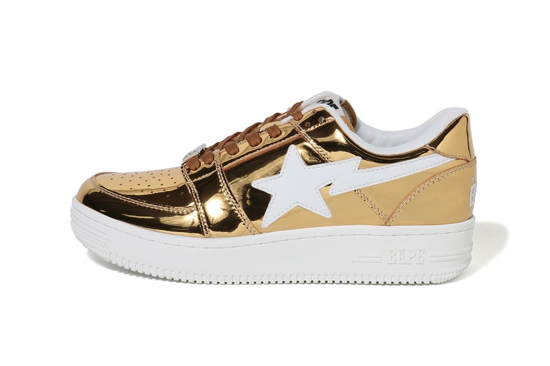 A BATHING APE Bapesta Foil Gold Silver Low First Look Release Drop I.T. Hong Kong 