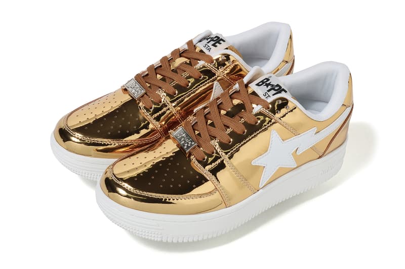 A BATHING APE Bapesta Foil Gold Silver Low First Look Release Drop I.T. Hong Kong