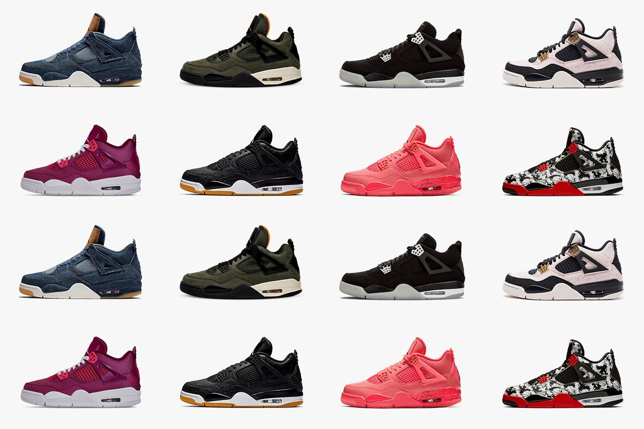 GOAT Celebrates the AJ4's 30th Anniversary sneakers jordan bulls years birthday eminem marshal mathers undefeated basketaball red black white silt green pink punch denim levis olive carhartt pink gold silverfor the love of the game laser