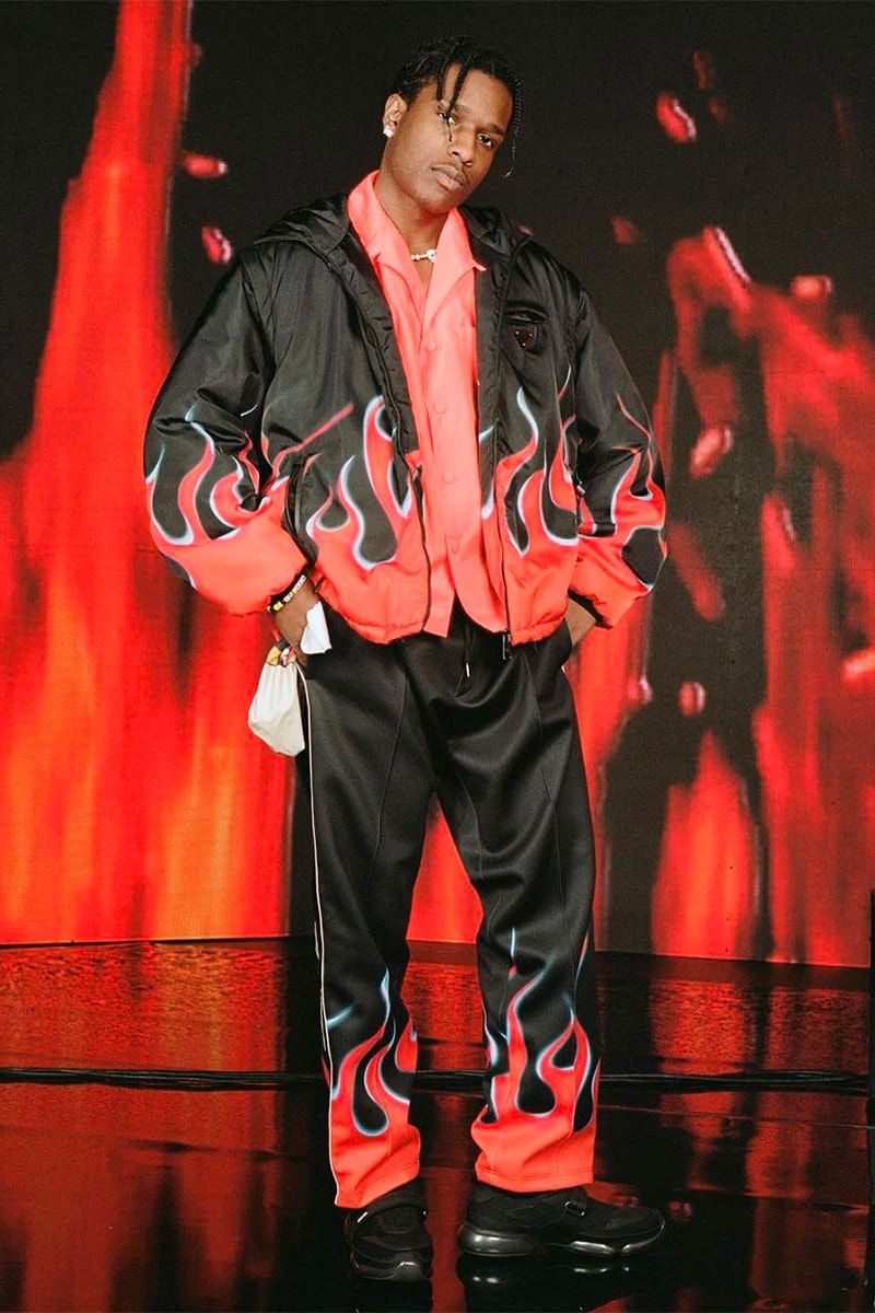A$AP Rocky Injured Generation Tour Custom Prada asap vests testing vest down turtleneck flame tracksuit tailored shirting matthew henson awge 