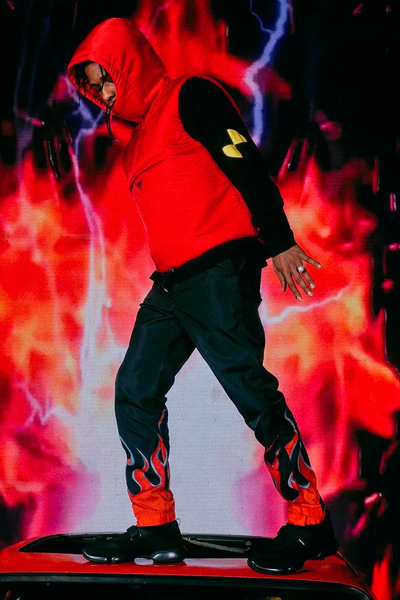 A$AP Rocky Injured Generation Tour Custom Prada asap vests testing vest down turtleneck flame tracksuit tailored shirting matthew henson awge 