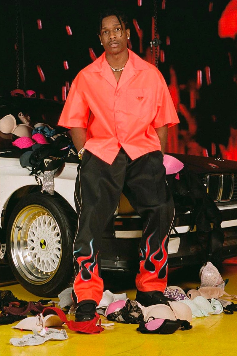 A$AP Rocky Injured Generation Tour Custom Prada asap vests testing vest down turtleneck flame tracksuit tailored shirting matthew henson awge 
