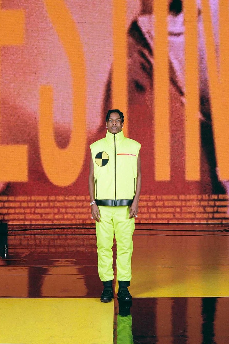 A$AP Rocky Injured Generation Tour Custom Prada asap vests testing vest down turtleneck flame tracksuit tailored shirting matthew henson awge 