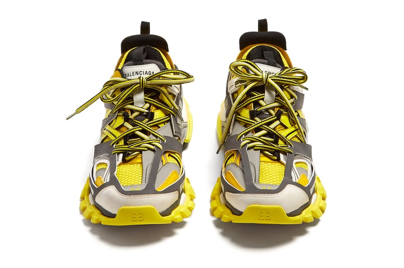 Balenciaga Track Sneakers Receives a Bold Yellow Treatment grey white images price drop release date info footwear matchesfashion
