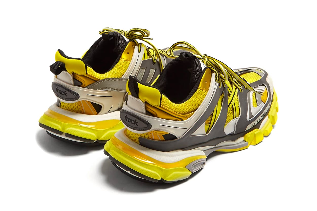 yellow track shoes