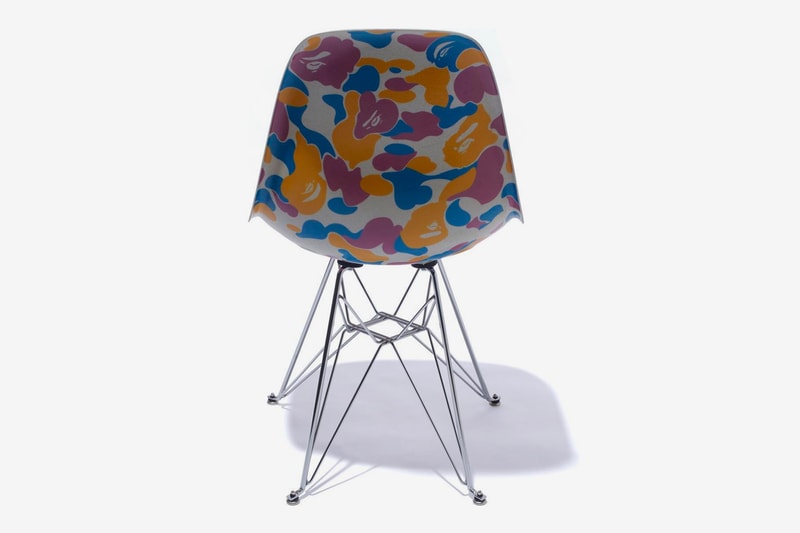 BAPE &  Modernica Drop LA Exclusive Capsule a bathing ape Fiber Shell Chair side table cotton candy camo ape head print