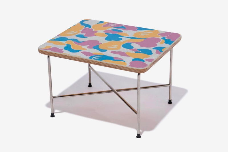 BAPE &  Modernica Drop LA Exclusive Capsule a bathing ape Fiber Shell Chair side table cotton candy camo ape head print