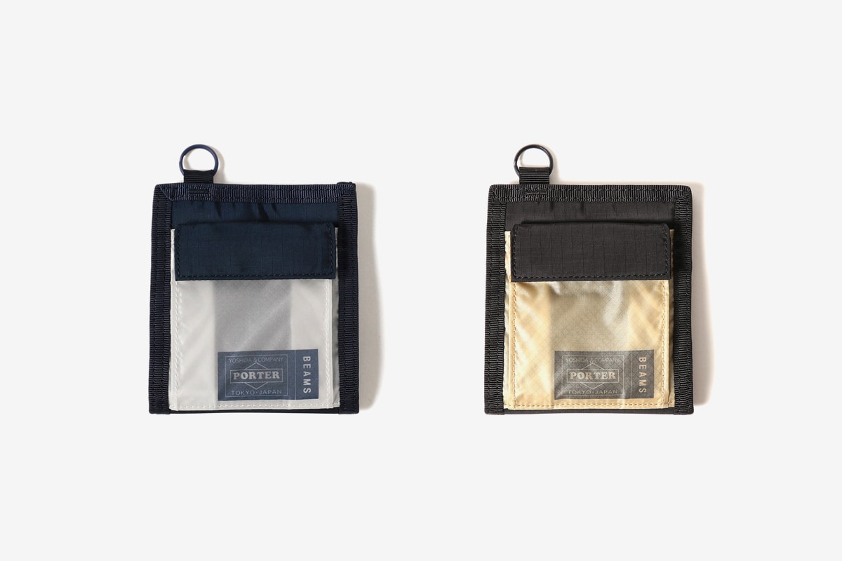 BEAMS Dons Porter Classics a Semi-Translucent Makeover helmet bag id holder daypack sacoche wallet black navy release drop date images price preorder info accessories bags