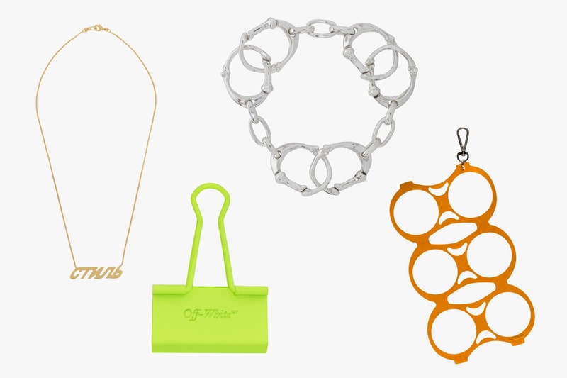 Best Spring 2019 Accessories Off-White™ Balenciaga Raf Simons 1017 ALYX 9SM Rick Owens TAKAHIROMIYASHITA TheSoloist. Heron Preston AMBUSH Vetements Y/Project Buy Sale Clip Rings Bracelets Keyrings Keychains Sunglasses Pouches Necklaces Caps Hats Wallets Bolo Tie