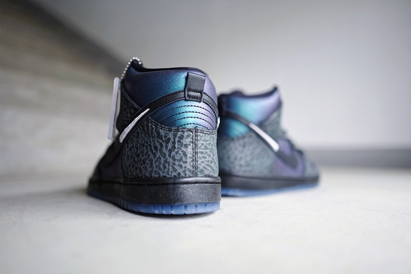 Black Sheep x Nike SB "Black Hornet" Closer Look dunk high leather gradient iridescent cracking 