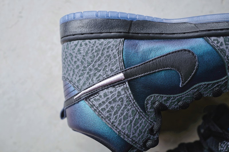 Black Sheep x Nike SB "Black Hornet" Closer Look dunk high leather gradient iridescent cracking 