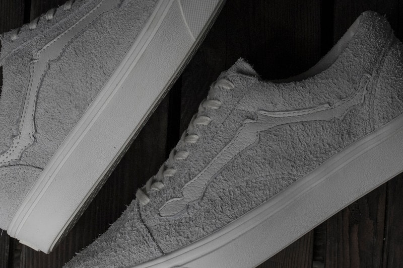 Blends Vans Vault Old Skool COMFYCUSH LX First Look Sneaker Bone Jazz Stripe hair suede black grey