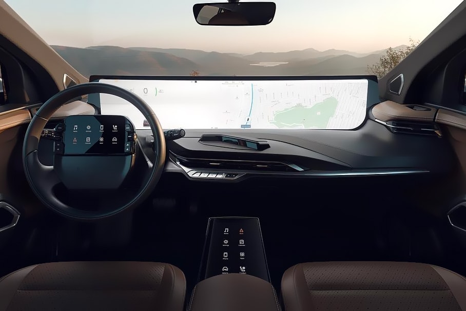 This Tesla Competitor Wants You to Consume Media byton m-byte suv huge screen binge watch netflix podcasts movies music games chinese ev company 325-mile range 95 kwh battery 48-inch screen widescreen