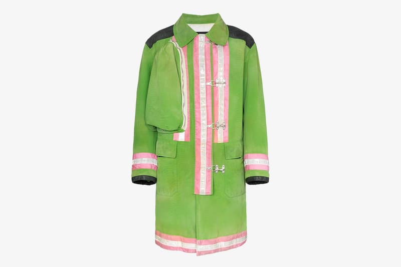 Calvin Klein 205W39nyc Unveils Its Non-Conventional Take on New Fireman Raincoat pink white green images price release drop info apparel browns menswear