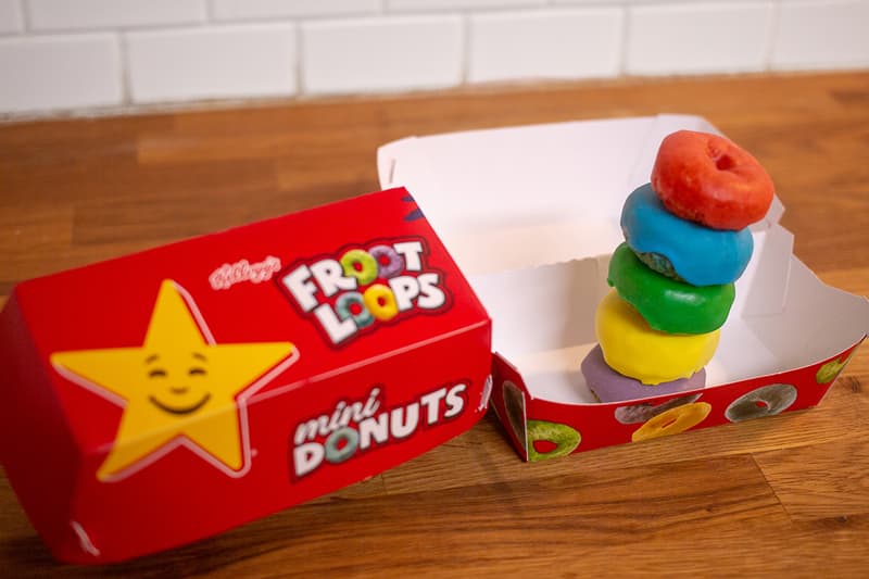 Carl’s Jr. Hardee’s Froot Loops Mini Donuts 2019 Relaunch Kellogg's Red Blue Green Yellow Purple Cereal