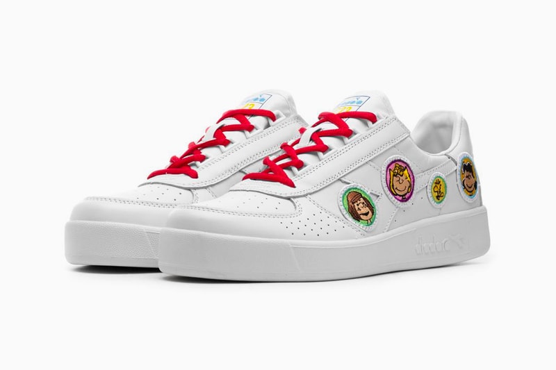 Diadora Unveils Collaborative B. Elite and Mi Basket with Peanuts drop release date images price white footwear snoopy charlie brown woodstock linus van pelt