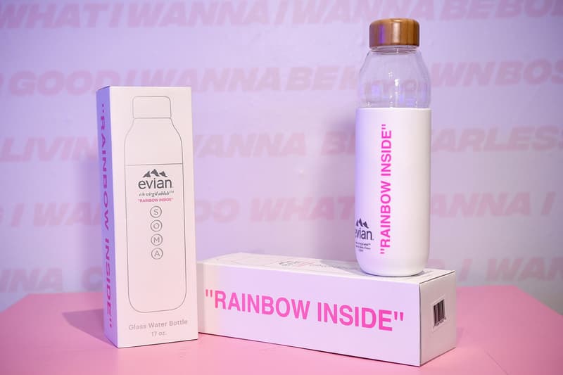 Virgil Abloh Evian Soma Refillable Water Bottle refile cup filtration design glass wood