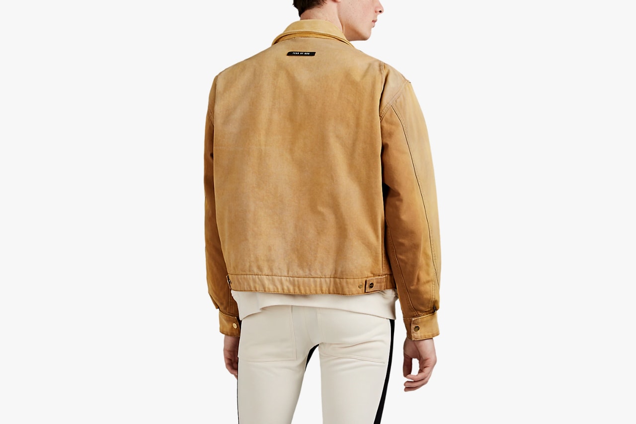 fear of god cotton canvas suede work jacket barneys release 