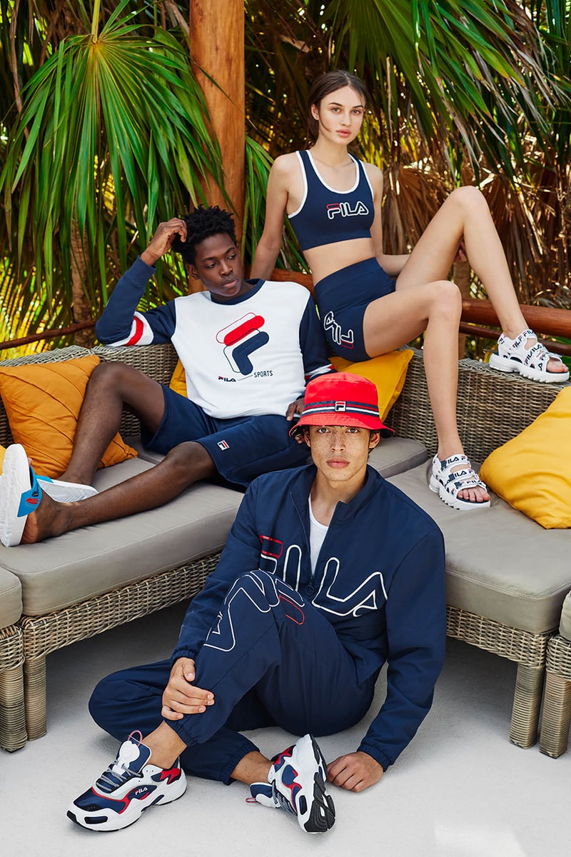 FILA Spring Summer 2019 SS19 Heritage Lookbook First Look Logo Tracksuit Print