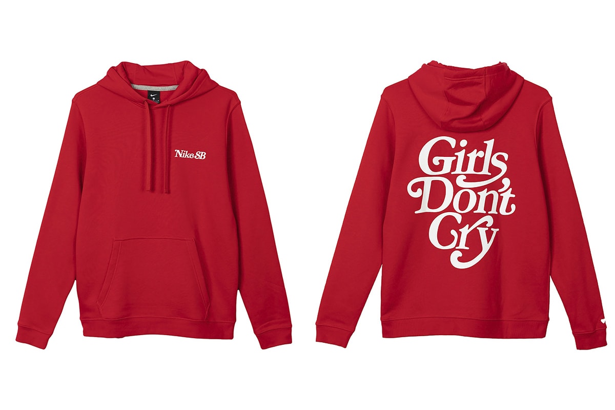 Girls Don’t Cry Nike SB Collection Full Look t shirt long short sleeve hoodie tote red white dunk low verdy Osaka Japan Release Info Date 