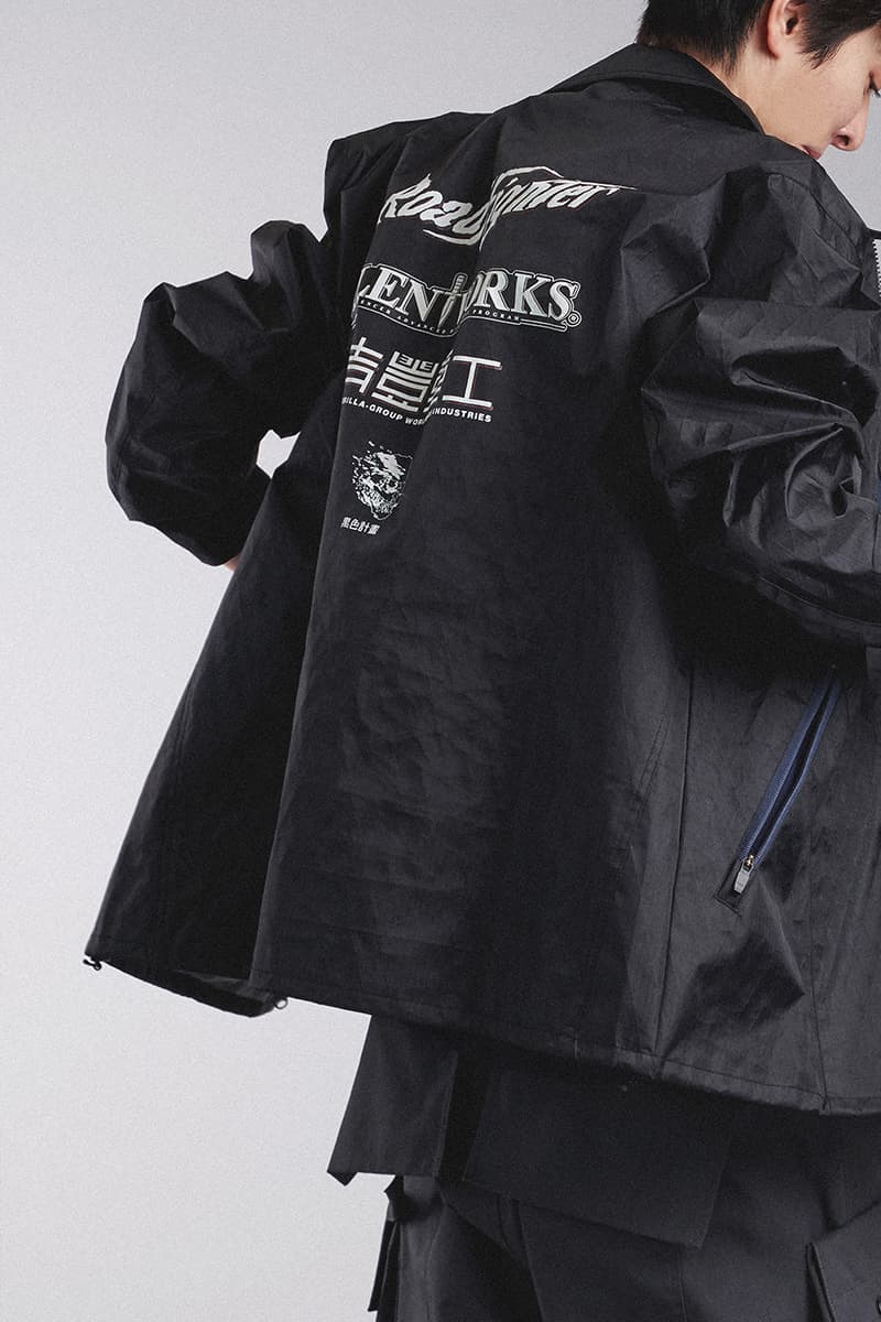 Guerrilla Group SS19 "ROAD FIGHTER" Lookbook collection techwear ECCO transluscent apparition leather X-pac aprons outerwear jackets parkas ROAD FIGHTER