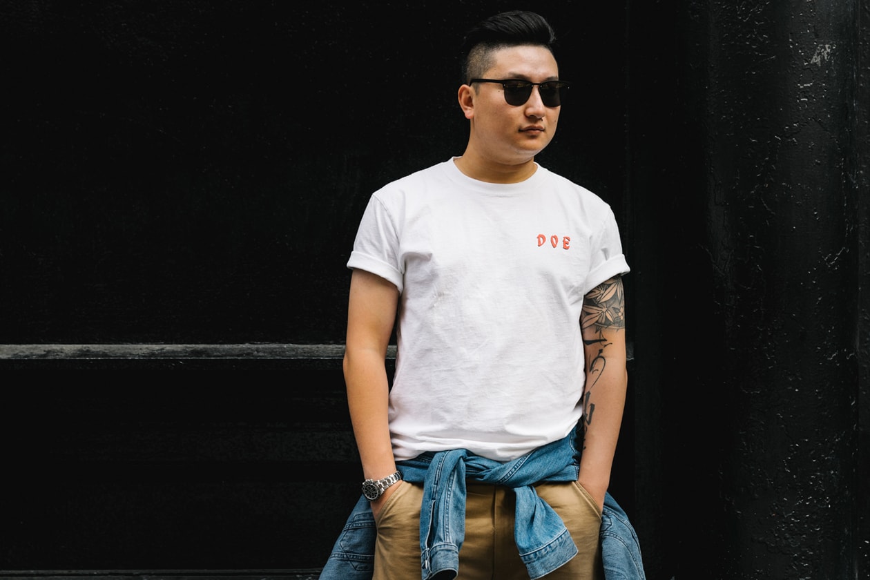 Streetsnaps: Terry Zhu, DOE Shanghai Co-Founder style fashion interview china junya watanabe nike air max 98 triple white colorway on foot outfit