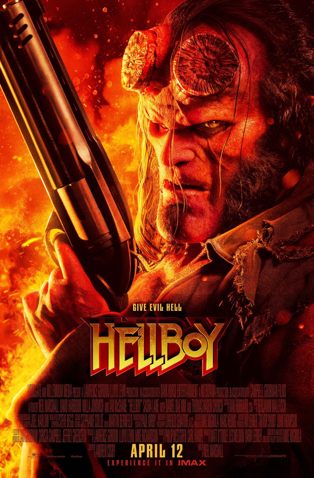 David Harbour's 'Hellboy' Gets a Second Trailer milla jocovich ian mcshane guillermo del toro lionsgate comic comicbook superhero red devil guy with huge arm 