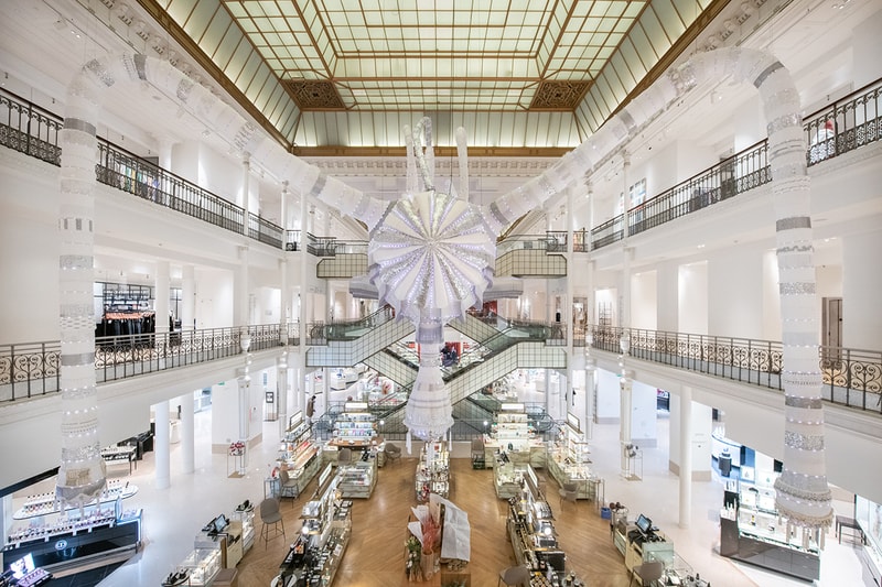Joana Vasconcelos 'Valkyries' ﻿series installation Branco luz "Simone" Le Bon Marché department store Paris