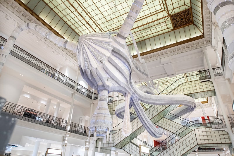 Joana Vasconcelos 'Valkyries' ﻿series installation Branco luz "Simone" Le Bon Marché department store Paris