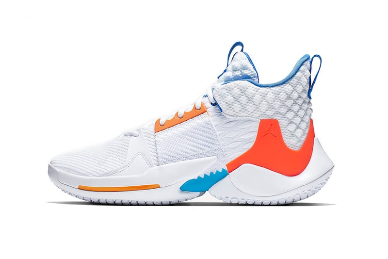 white orange and blue jordans