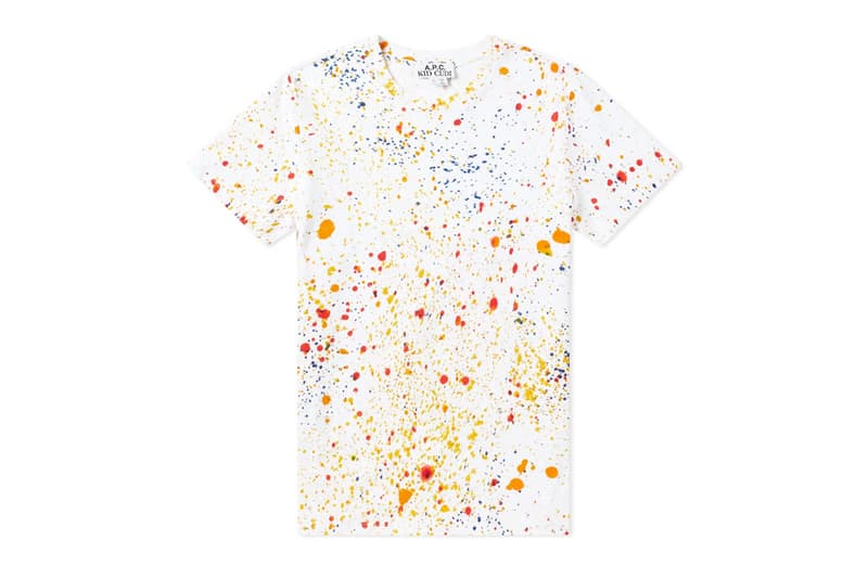 Kid Cudi x A.P.C. Collaboration Available Now petit standard dream on cardigan tennis minimal sneakers south salopette overalls bold stripe tee splash tee release info price