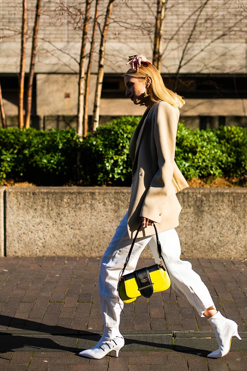 London Fashion Week Street Style FW19 Fall Winter 2019 Streetsnaps Fashion Clothing Cheyenne Maya Carty Victoria Secret Model VLTN White Boots Valentino Garavani Blazer Prada Scarf Bucket Hats Romeo Juliet Shorts Prada Milano Bag Jacket Puffer Jacket Jackets Coats Palace Skateboards Balaclava Accessories Earrings Necklaces Jewelry Aries Arise Layers Layered Clothing Off-White Virgil Abloh Sita Abellan Burberry Trench Coat JW Anderson Jonathan Ganni Chanel Skirt Waterproof Rain Gucci Balenciaga Comme Des Garçons SHIRT Versace Headband Jasper Conran Stripes Checks Striped Checkered Patterns