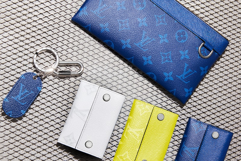 Louis Vuitton Debuts Taïgarama Leather Goods Line virgil abloh bags accessories lv blue yellow black white backpacks sidebags luggage 