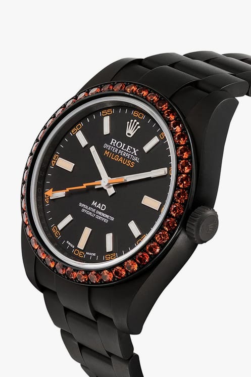MAD Paris Rolex Milgauss Matte Black Steel Sapphire Embellishment Buy Cop Purchase Closer Look Details Release Information