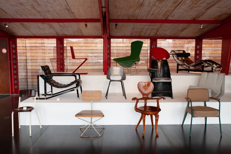 Maxfield LA Chairs in Prouvé Exhibition Le Corbusier Carlo Bugatti Osvaldo Borsani Pierre Paulin Charles & Ray Eames Henry Botoia Willy Guhl Mies Van Der Rohe Rick Owens Wendell Castle Marcel Breuer Mathieu Matégot Jean Royére Jean Prouvé  Frieze Art Fair 